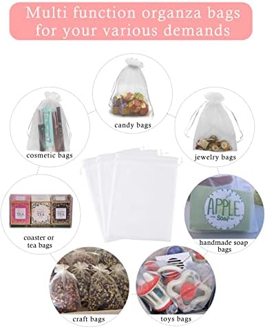 100PCS White Organza Drawstring Gift Bags 5x7 Inches