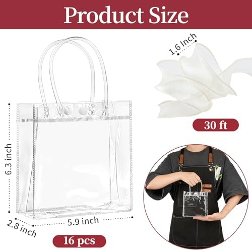 Jutieuo 16 Pack Clear Gift Bags with Handles