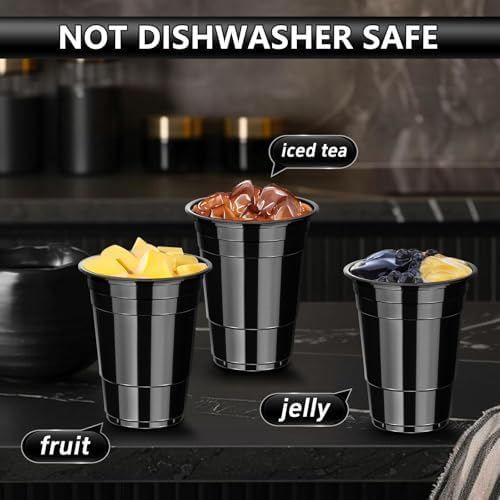 Dualshine 100 Pack Black 16 oz Plastic Cups for Parties