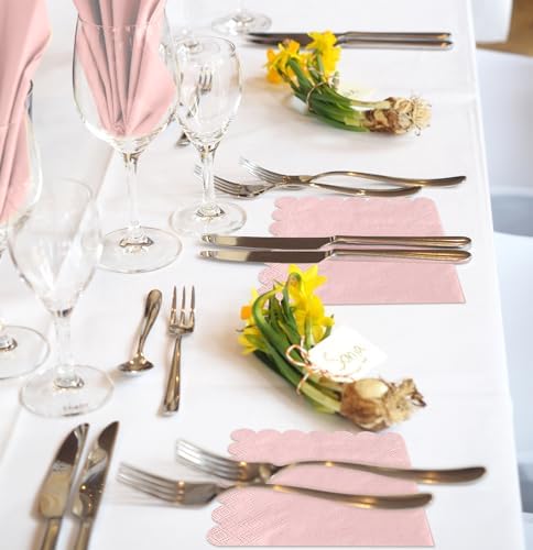 50 Pack 3-Ply Light Pink Cocktail Napkins