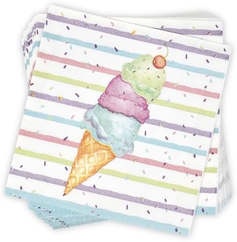 Gift Boutique Ice Cream Cone Napkins for Birthday Parties