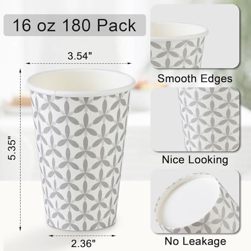 Lamosi 180 Pack 16 oz Coffee Cups Leakproof Disposable