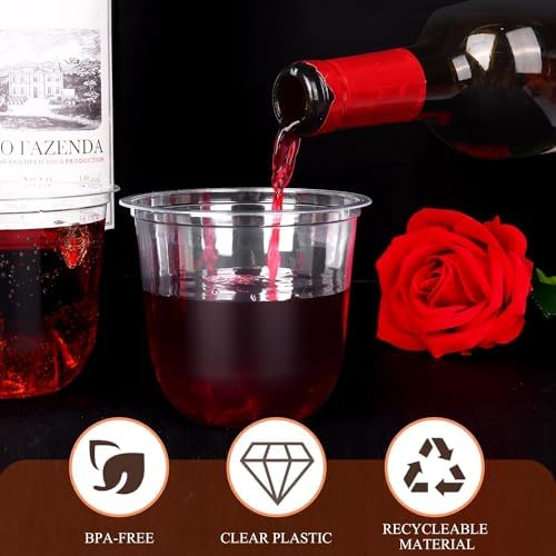 KesaPlan 100 Pcs Disposable 12oz Clear Wine Glasses
