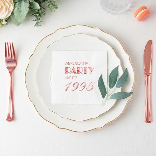 Crisky 30th Birthday Rose Gold Cocktail Napkins 50 Pcs