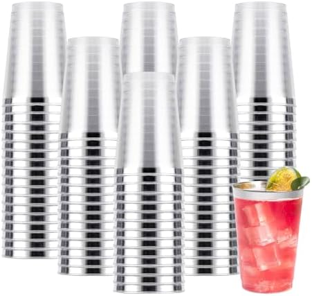 Goodluck 200PCS 12oz Silver Plastic Cups for Parties