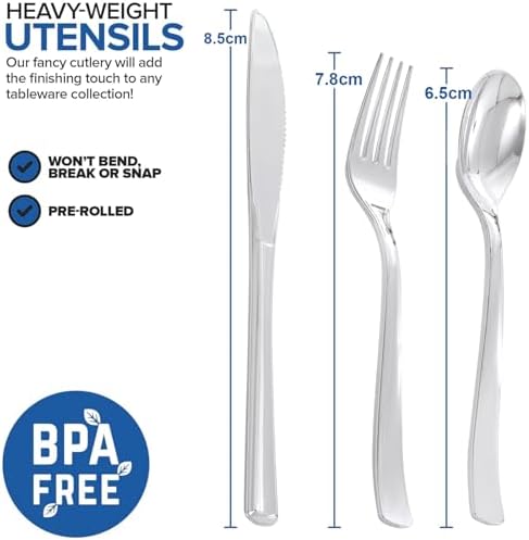 Joyido 200 Guest Pre-Rolled Plastic Cutlery Set with Napkins
