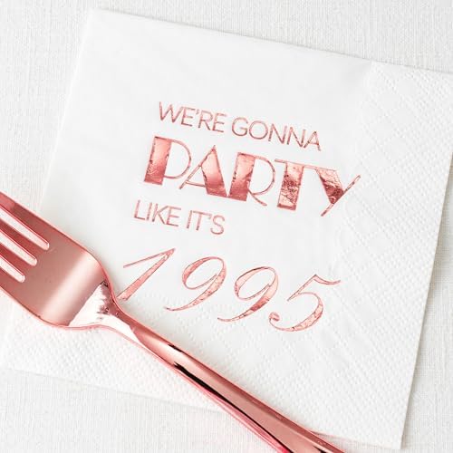 Crisky 30th Birthday Rose Gold Cocktail Napkins 50 Pcs