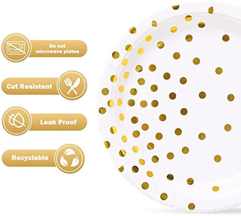 Gold Dot Paper Dessert Plates 50 Count Party Supplies