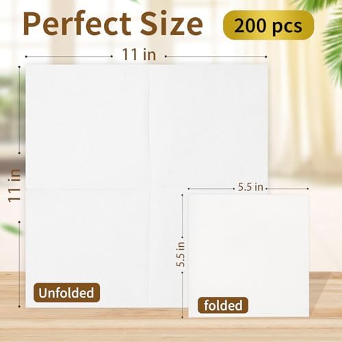 JOWLOT 200 Count 2-Ply White Cocktail Napkins