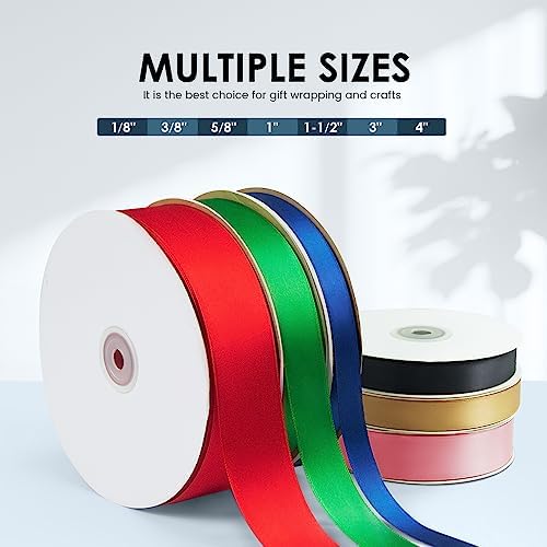 KMER LIFE 5 8 Inch x 100 Yard Polyester Satin Ribbon Baby Blue
