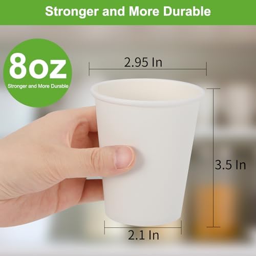 120 Pack 8 Oz Paper Cups for Coffee Juice Tea Parties Travel