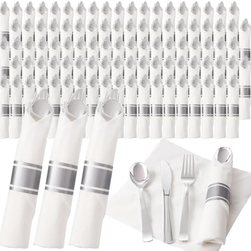 Joyido 200 Guest Pre-Rolled Plastic Cutlery Set with Napkins