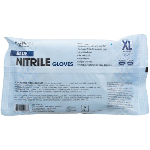 ForPro Professional Collection Nitrile Gloves 4 Mil Blue X-Large 30 Count