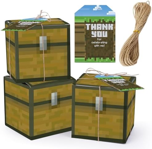 HOMEZZO Pixel Game Party Favor Boxes Set of 16