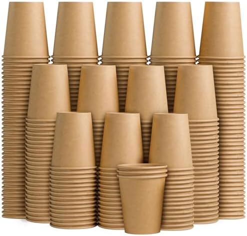 180 Pack 8 oz Brown Kraft Paper Cups for Hot Cold Beverages