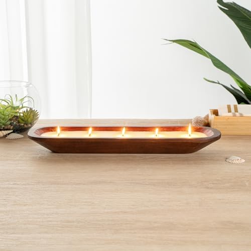Coco Casa Wood Dough Bowl Candles with Wooden Wick