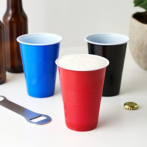 True Black 16oz Plastic Cups Set of 50 for Parties