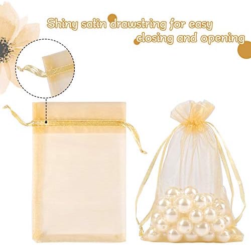 HRX Package 100pcs Gold Organza Gift Bags
