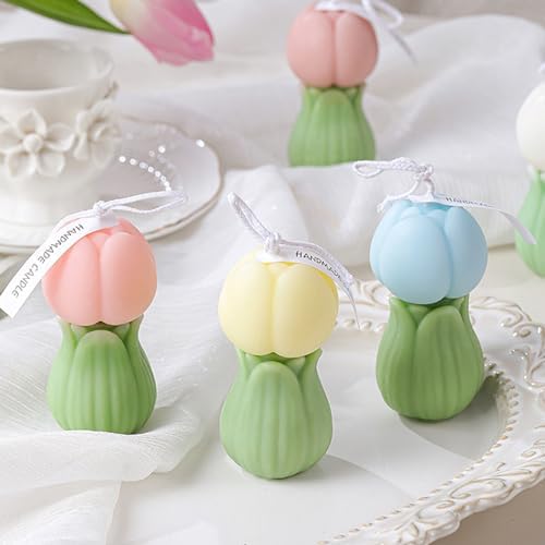 Tulip Flower Shaped Soy Wax Aromatherapy Candle Pink