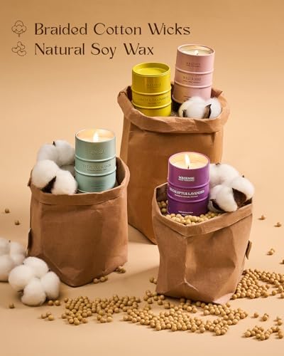 MSENSE 4 Pack Soy Wax Candles with Fragrance