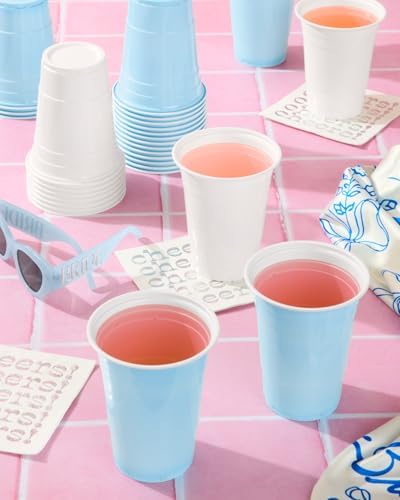 Xo Fetti Blue and White Plastic Cups 50 Pack 16 Oz