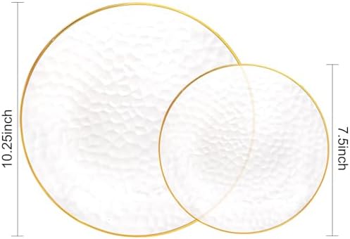 Rubtlamp 100Pcs Clear Gold Plastic Plates Set