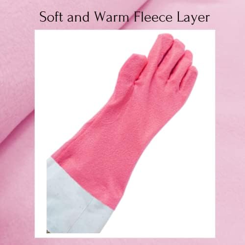 Reusable Waterproof Latex Rubber Gloves with Fleece Lining 2 Pairs