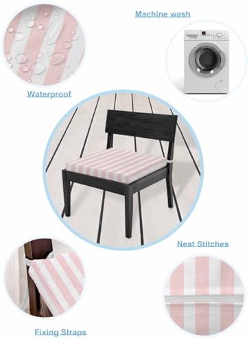 Pink Striped Outdoor Cushion Covers Set of 2 - Waterproof Slipcover