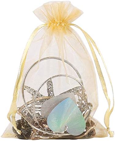 HRX Package 100pcs Gold Organza Gift Bags
