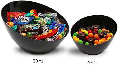 Party Essentials Disposable Hard Plastic Angle Bowl 20-Ounce Black Pack of 2