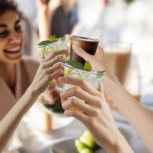 RMERVE 50 Pcs Clear 12oz Disposable Stemless Glasses