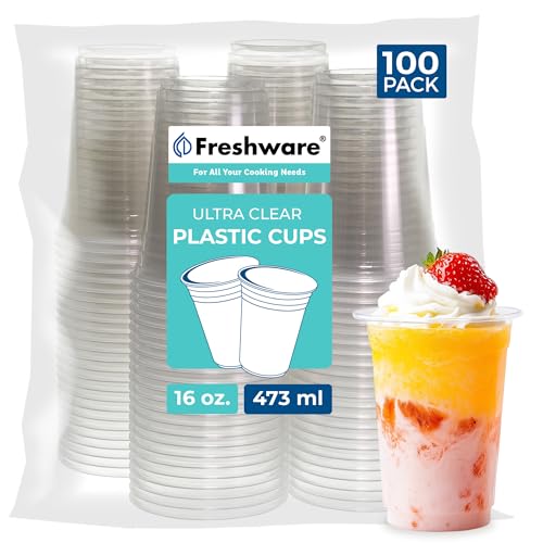 Freshware 16 Oz Clear Disposable Cups 100 Count