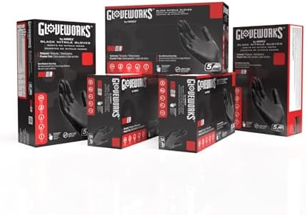 GLOVEWORKS Black Nitrile Industrial Gloves 5 Mil