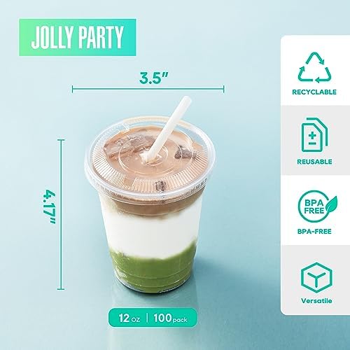 100 Pack 12 OZ Clear Plastic Cups for Parties