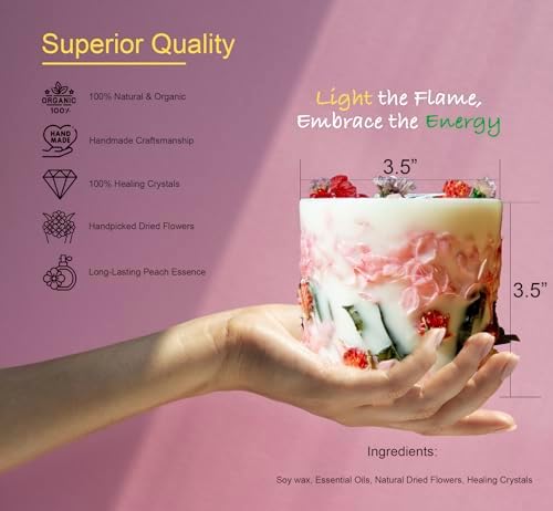 Botanical Crystal Candle with Rose and Forget-Me-Not Flowers