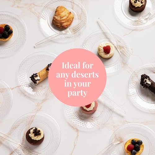 Prestee 100 Pack Clear Plastic Plates for Parties