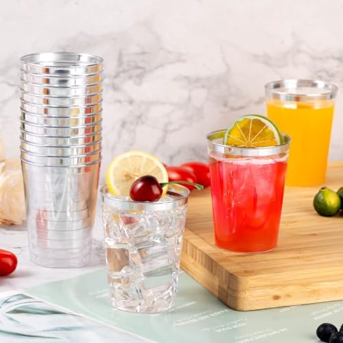 Goodluck 100PCS 10oz Silver Plastic Cups for Parties
