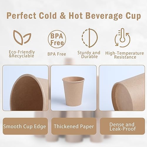 Lamosi 100 Count 12 oz Kraft Paper Cups