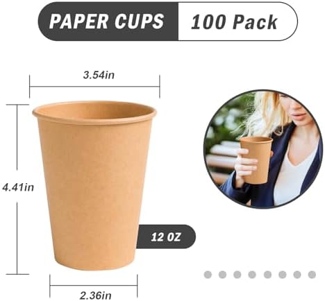 Lamosi 100 Count 12 oz Kraft Paper Cups