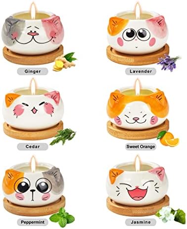 Kinforse Scented Candles 6 Pack Cat-Themed Gifts for Women