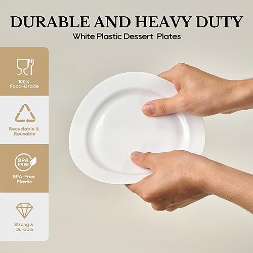 FOCUSLINE 100 Count White 7 Inch Plastic Plates