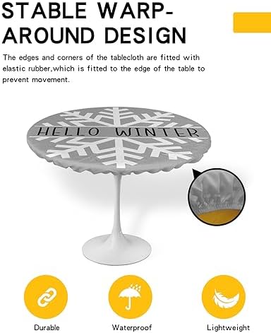 ZOE GARDEN Xmas Snowflake Round Waterproof Table Cover