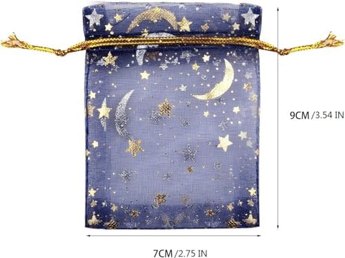 SUMAJU 100 Piece Moon Star Organza Jewelry Candy Bags Gift Pouch with Drawstring