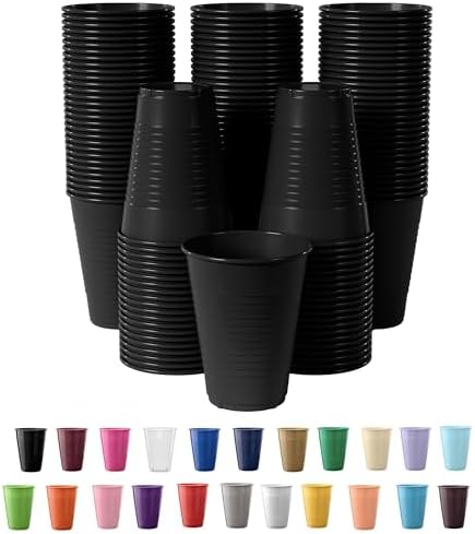 Exquisite 12 Oz Black Plastic Cups 50 Pack