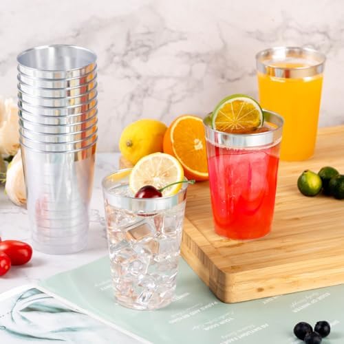 Goodluck 100PCS 12oz Silver Plastic Cups for Party