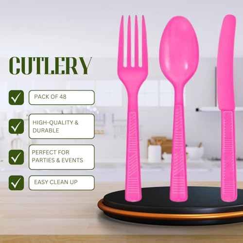 Party Dimensions Hot Pink Plastic Cutlery Set Pack of 48