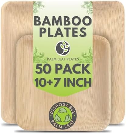 Naturally Chic Palm Leaf Plates 50-Pack 10 7 Inch Square