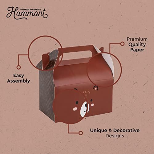 Teddy Bear Party Favor Box 10 Pack Brown Bear Themed