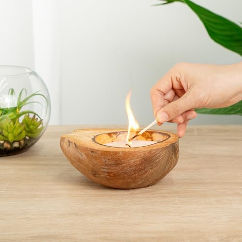Restaurantware Coconut Shell Candle with Mango Scent