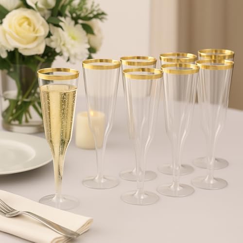 Oojami 30 Pack Gold Rim Champagne Flutes